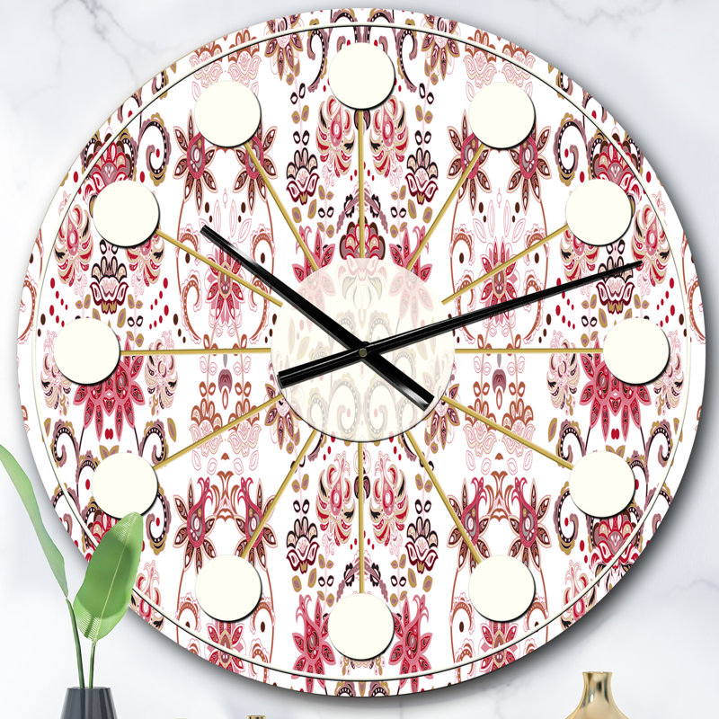 Motif ornemental rétro - horloge murale moderne Mid-Century, Surdimensionné