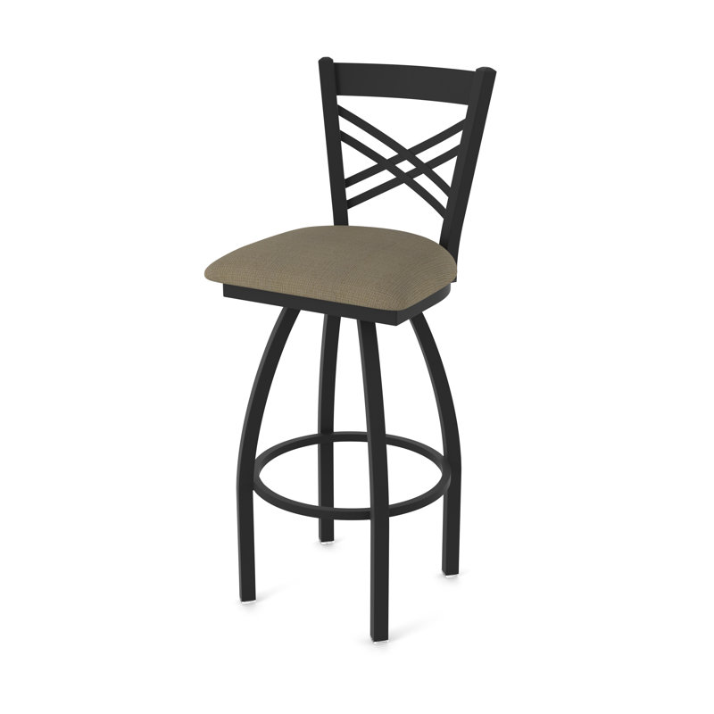 Catalina 36" Swivel Bar Stool, Fabric-Graph Cork, Black Wrinkle