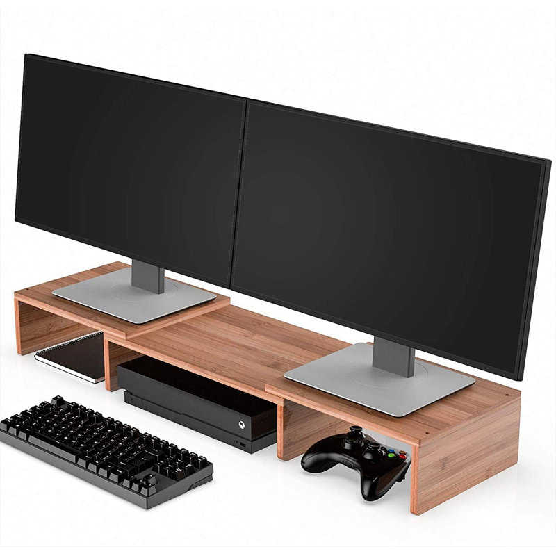 Support de bureau en bambou à 3 tablettes réglables