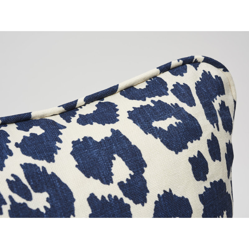 Iconic Leopard Pillow, Navy Blue/White, 18" x 18"