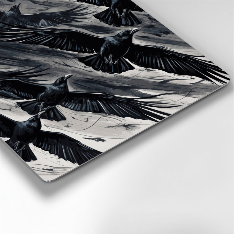Oiseau, charogne, art mural noir en métal, H 12 po x l 12 po