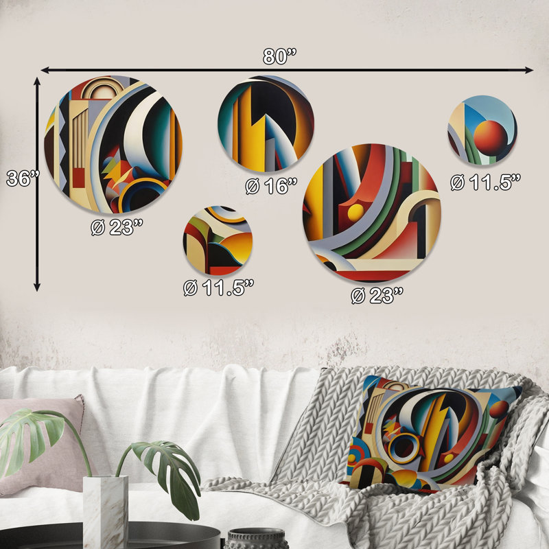 Ensemble de 5 décorations murales Retro Dynamics II