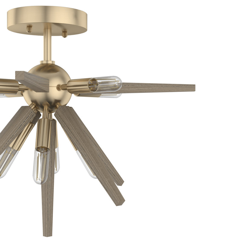 Plafonnier semi-encastré 8 lumières Hunter Jupiter Star, Or Alturas