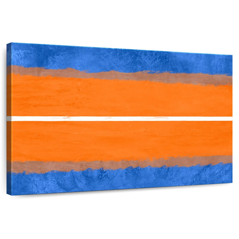 Avery - thème abstrait bleu et orange IV, H 34 po x l 51 po