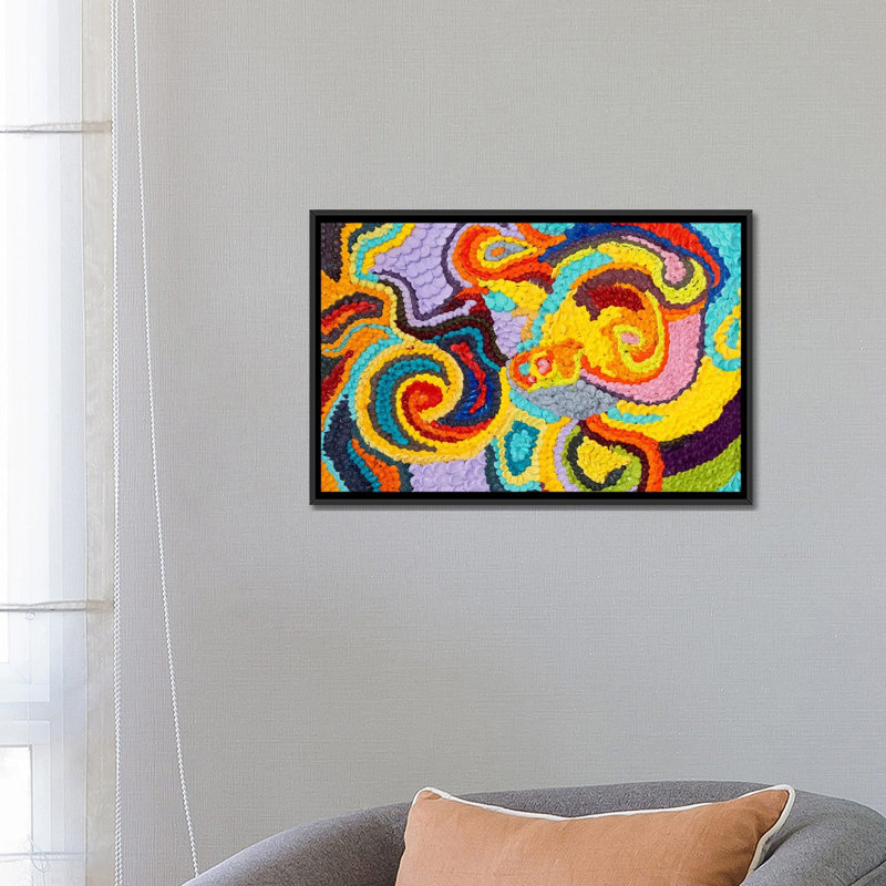 « frosting abstract » par iris scott abstracts, impression sur toile, H 18 po x l 26 po x P 1,5 po, Toile avec cadre noir