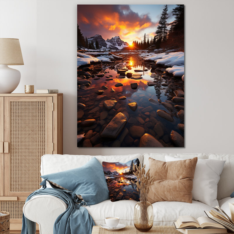 Balbir Canada, lever du soleil sur le lac Moraine sur toile, H 20 po x l 12 po x P 1 po, Toile tendue