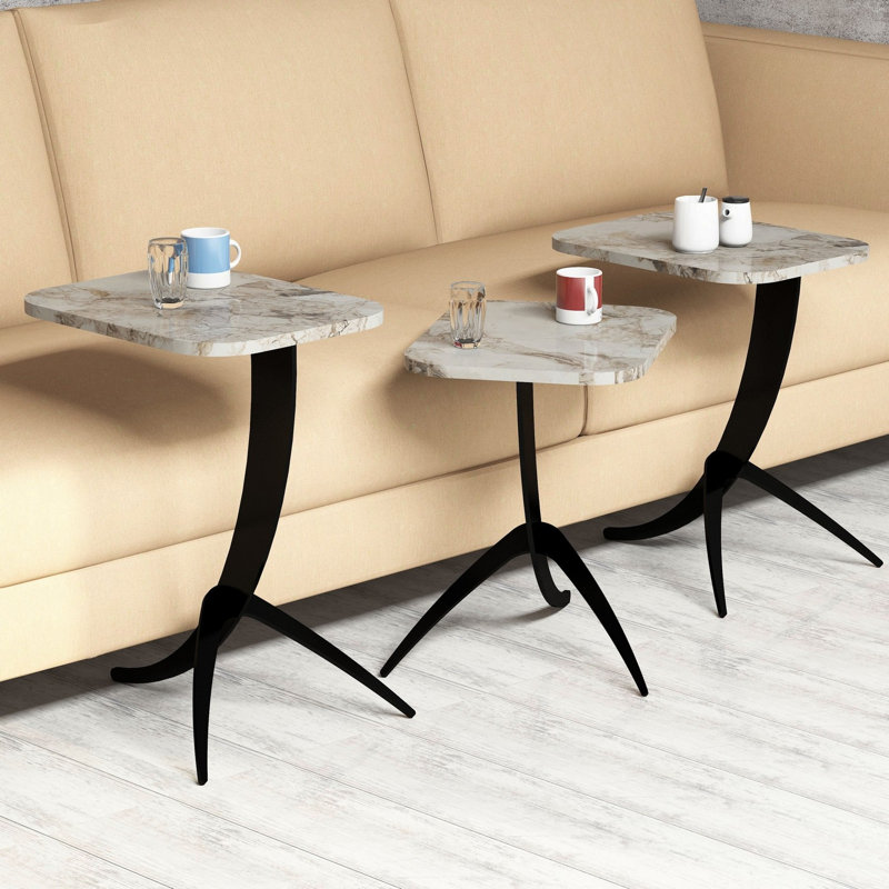 Hico Abstract Nesting Tables, White/Brown