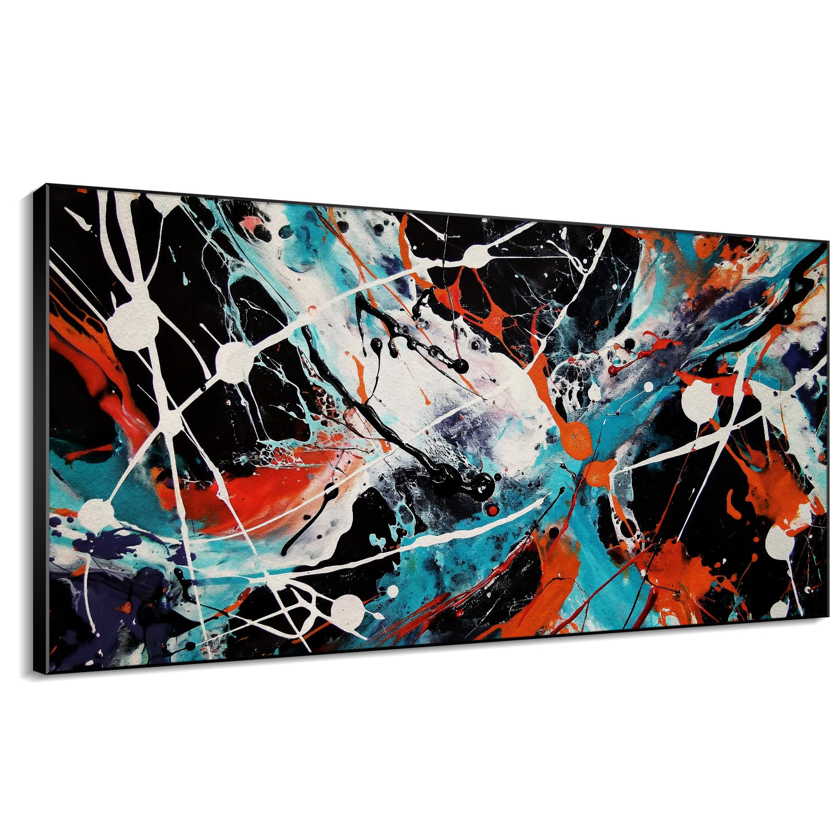 SIGNLEADER Dark Abstract Expressionist Splatter Design Living Room ...