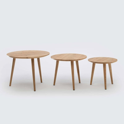 Moon Solid Wood Three Leg Coffee Table