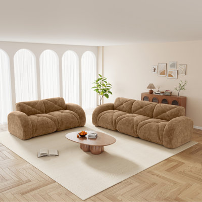 Ensemble de canapé confortable, siège profond, tissu de velours doux, fond en éponge haute densité 32D, aucun assemblage requis, ensemble de canapé moderne pour le salon