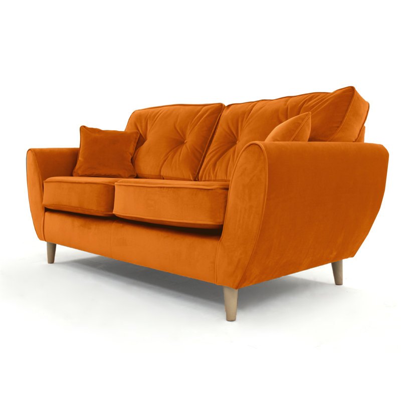 Rafe 3 Seater Velvet Sofa, Burnt Orange Velvet