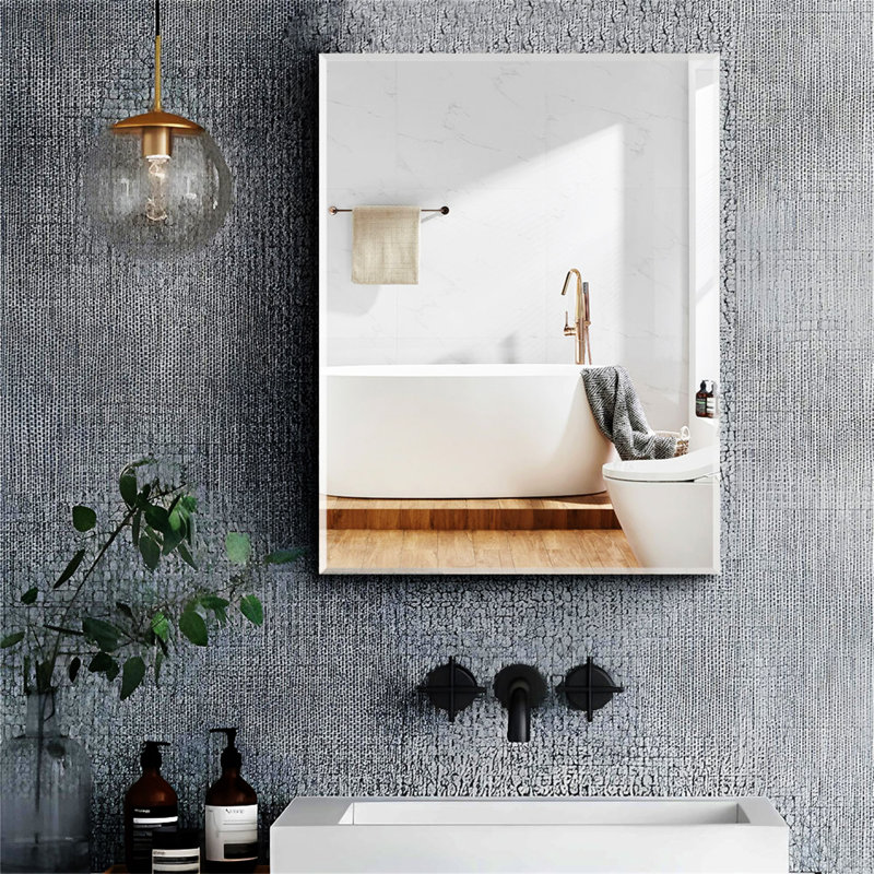 Armoire à pharmacie 20 po x 26 po avec surface de montage ou encastré noir mat avec miroir