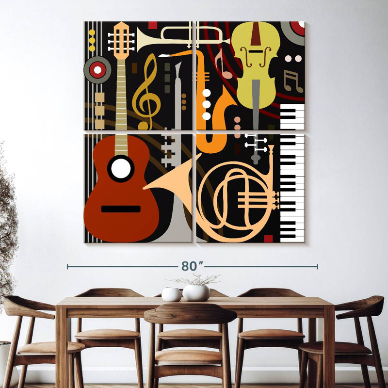 Abarca, instruments de musique abstraits, H 74 po x l 74 po