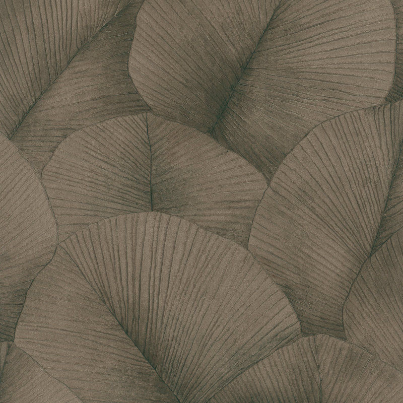 Kumano 3D Embossed Palm Leaf Wallpaper Roll, Gold