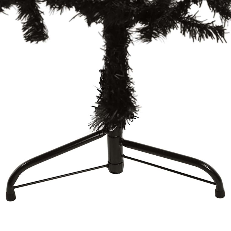 Moitié de sapin de Noël artificiel avec support, 59,1 po x 17,7 po, Noir