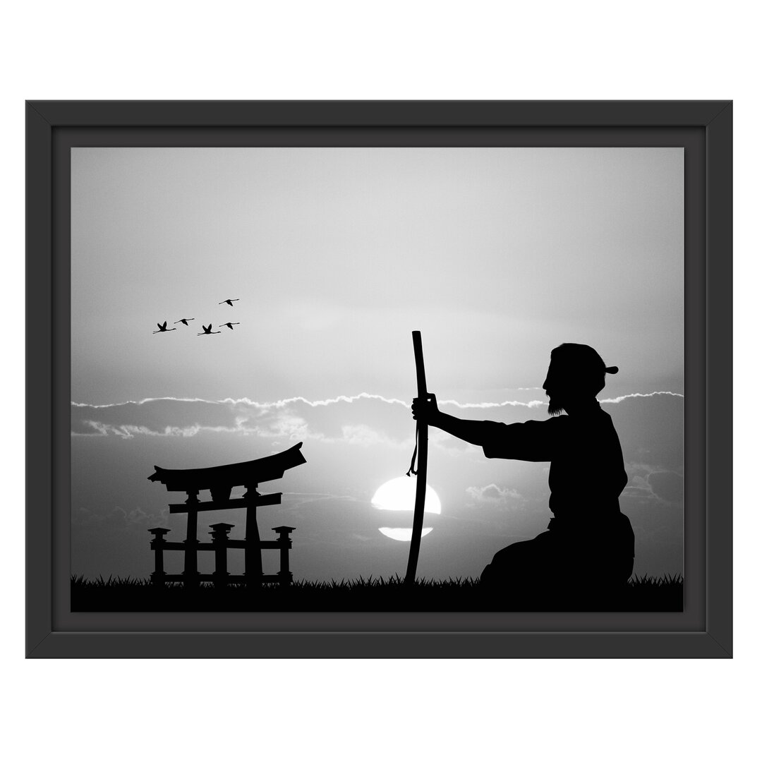 Gerahmtes Wandbild Samurai-Meister vor Horizont