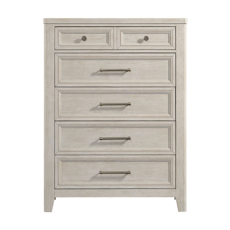 Commode en pin 6 tiroirs, lin lavé clinard