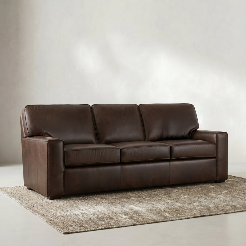 Yosef 82.5" Genuine Leather Sofa, Steamboat Driftwood Genuine Leather