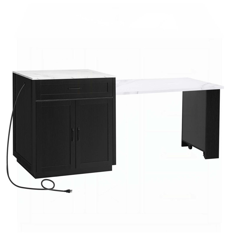 Îlot de cuisine polyvalent avec table extensible et nombreuses options de rangement