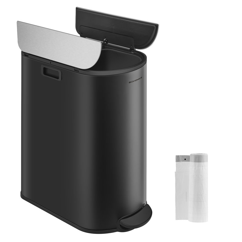Cresong Step On Kitchen Trash Can - 30L, Ink Black/Metallic Silver