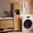Bathroom Tall Storage Cabinet With Bamboo Slats Door