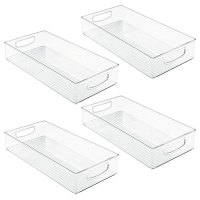 iDesign Plastic Stackable Pantry Bin with Handles - Set of 4 - Clear