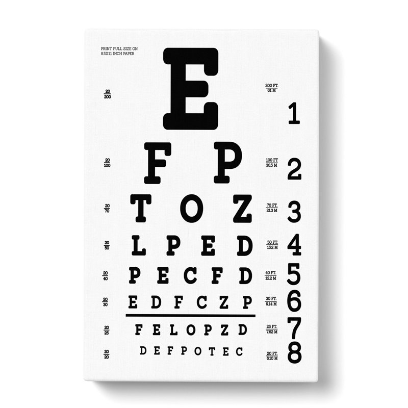 Eye Test Chart - Wrapped Canvas Print, 60cm H x 40cm W x 3cm D