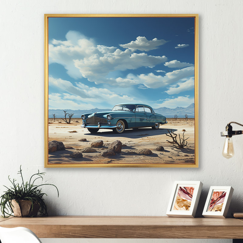 Une voiture rétro I sur toile, Cadre flottant doré, H 24 po x l 24 po x P 1 po