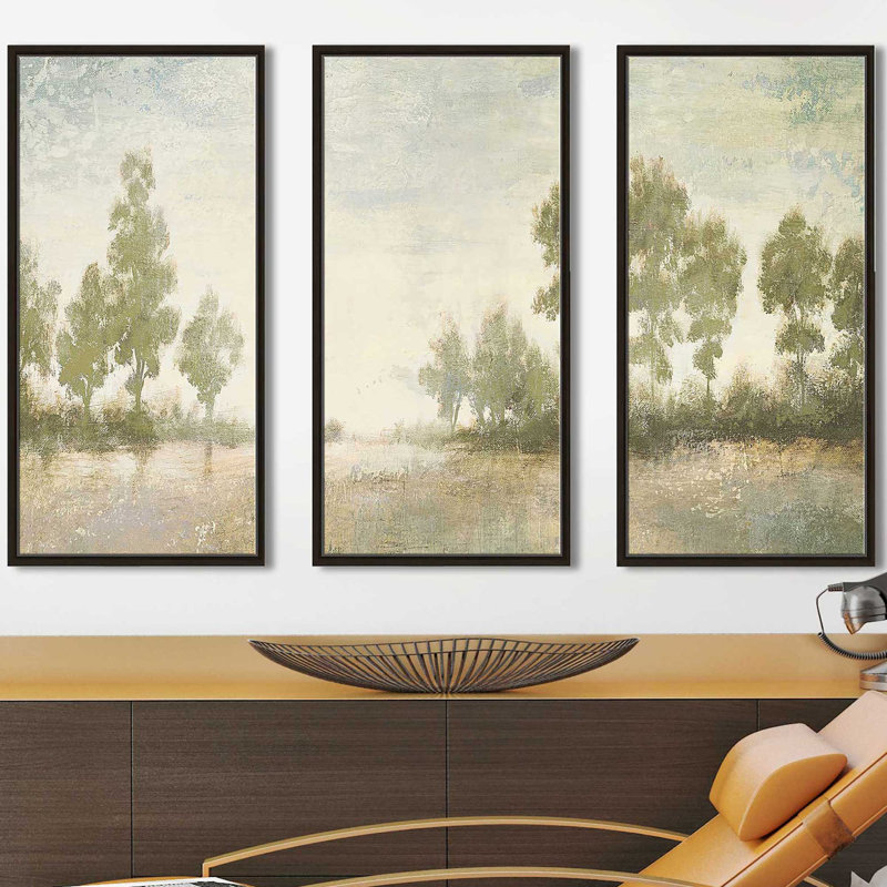 "Distant Valley", peinture sur toile flottante 3 pièces, L 52,5 po x H 33,5 po