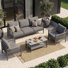 Ensemble de conversation bohème 4 pièces en aluminium pour patio extérieur avec coussins de 15 cm, canapé 3 places, 2 fauteuils et table basse