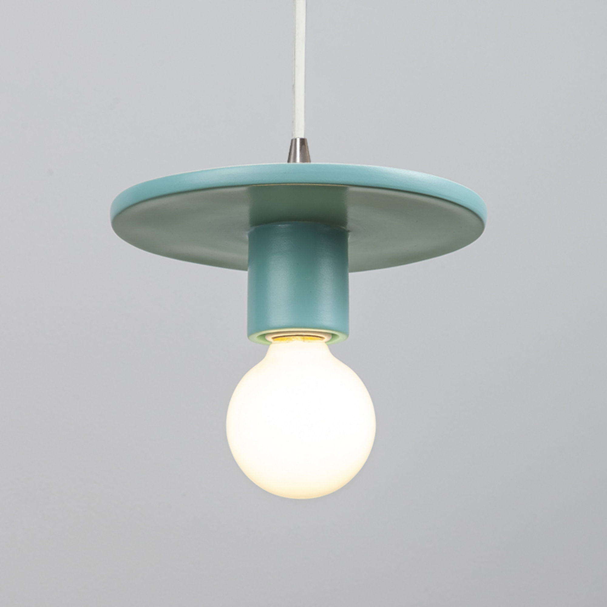 Leni Single Light Ceramic Dimmable Pendant, Brushed Nickel, Reflecting Pool