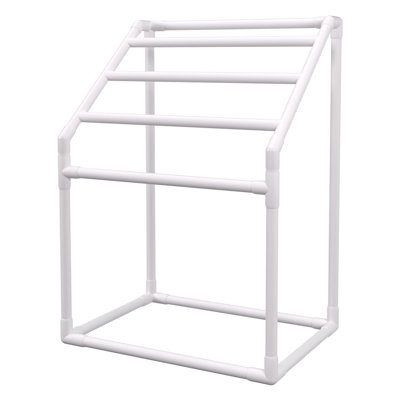 Porte-serviettes autoportant à 5 barres avec pinces, support en PVC blanc pour piscine et séchoir de salle de bain