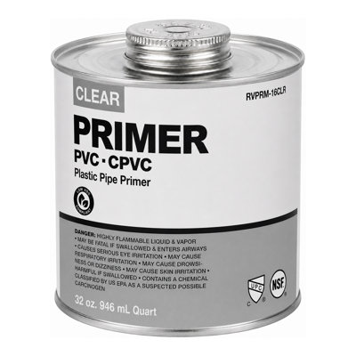 SUPPLYGIANT 32 oz Clear PVC/CPVC Primer Cement Industrial Grade Low-VOC Fast Acting Primer Glue for Pipe & Fittings