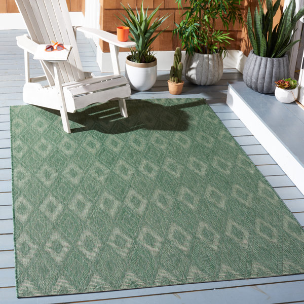 The Twillery Co.® Sherborn Geometric Dark Green Indoor / Outdoor Area ...