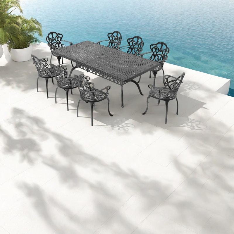 Elegant Black Aluminum Patio Dining Set With All-weather Cushions