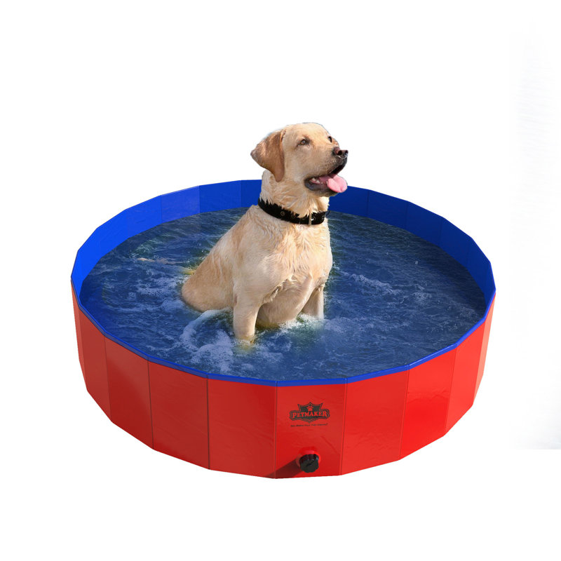 PETMAKER 47x12in Foldable Dog Pool, Red, 12" H x 47" W x 47" D, Red