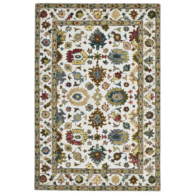 Tricity Traditional Ivory Hand-Hooked Area Rug