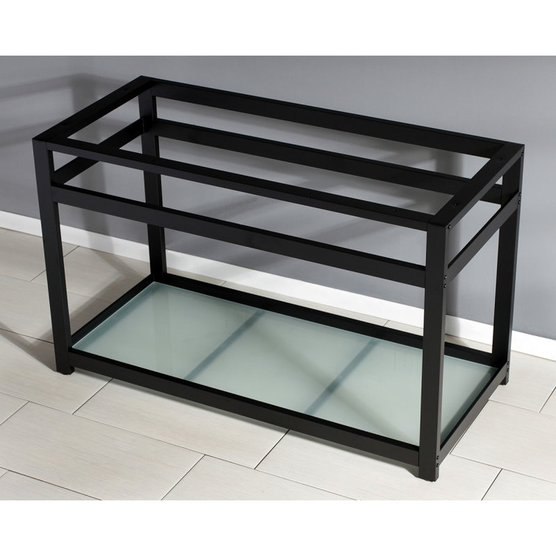 Kingston Brass Kingston Commercial Steel Console Sink Base with Glass Shelf, Matte Black