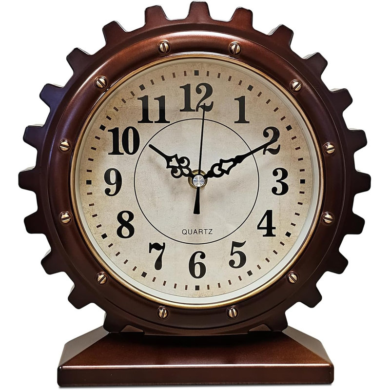 Amairani Analog Electric Tabletop Clock, Dark Brown