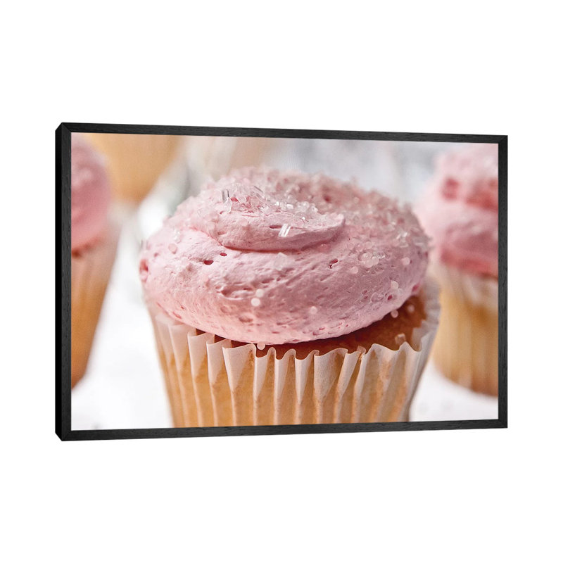 Pink Cupcake - Print on Canvas, 66.04 cm H x 45.72 cm W, Black Framed
