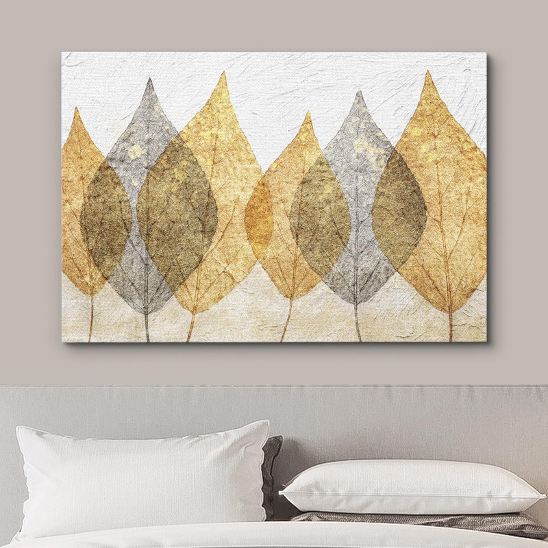 Or jaune, pastel, aquarelle, feuille d'arbre, nature, paysage, rétro, rustique, décor, relax, calme, sur toile, Toile tendue