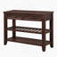 Console avec 2 tiroirs de rangement et 2 tablettes à niveaux, buffet en bois massif de style Mid-Century pour le salon et l'entrée