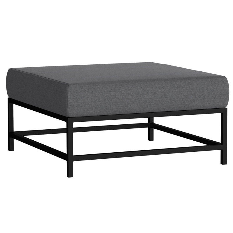 Delano Outdoor Ottoman, Cast Slate Sunbrella® Plainweave, Tex Black