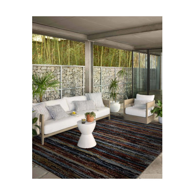 Tapis multicolore en osier à motif rayé décoratif lavable à la machine