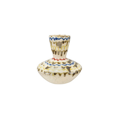 Hand-Painted Stoneware Vase in Reactive Crackle Glaze