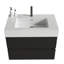 Meuble-lavabo mural 30 po avec lavabo en quartz d'ingénierie et tiroirs noirs doux, meuble-lavabo mural flottant pour salle de bain moderne, une pièce blanc brillant
 Bassin, KD