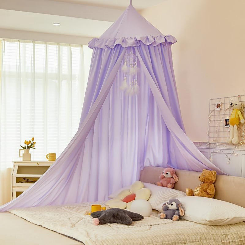 Large Children Bed Canopy pale purple Round Dome Girls Mosquito Net
