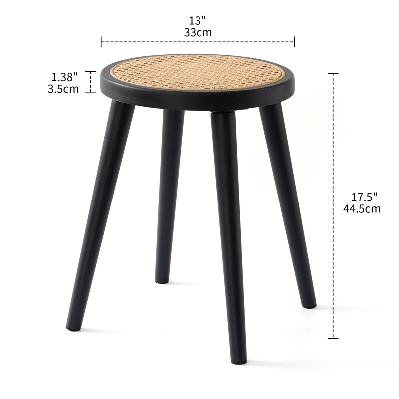 Rattan Accent Stool, Black