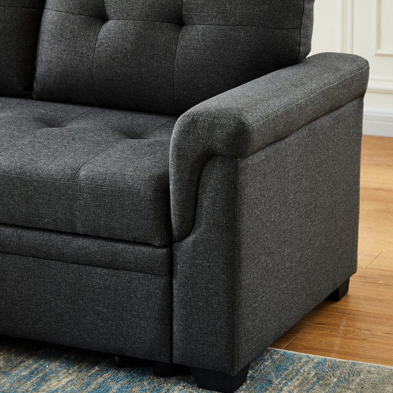 Dark Gray Linen Sleeper Sectional With 84" Chaise For Storage Demand And Availability