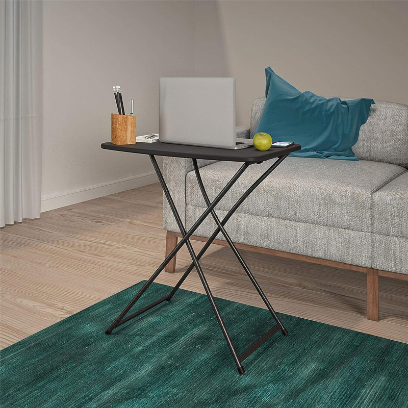 Table pliante en plastique 26 po, Noir, H 28 po x L 26 po x P 18 po